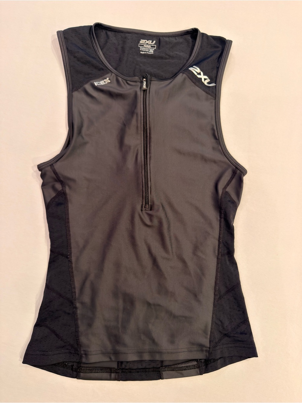2XU Active Tri Singlet Triathlon Top Half Zip Black ICE X Men's M